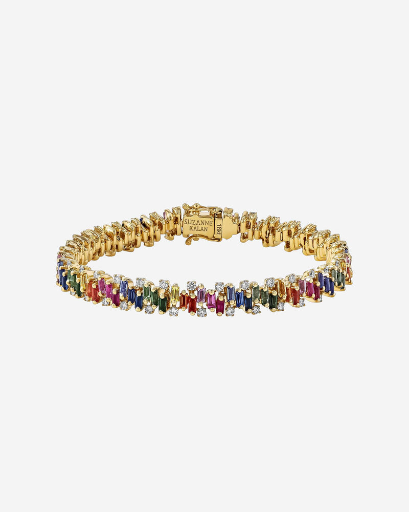 Suzanne Kalan Shimmer Rainbow Sapphire Tennis Bracelet in 18k yellow gold