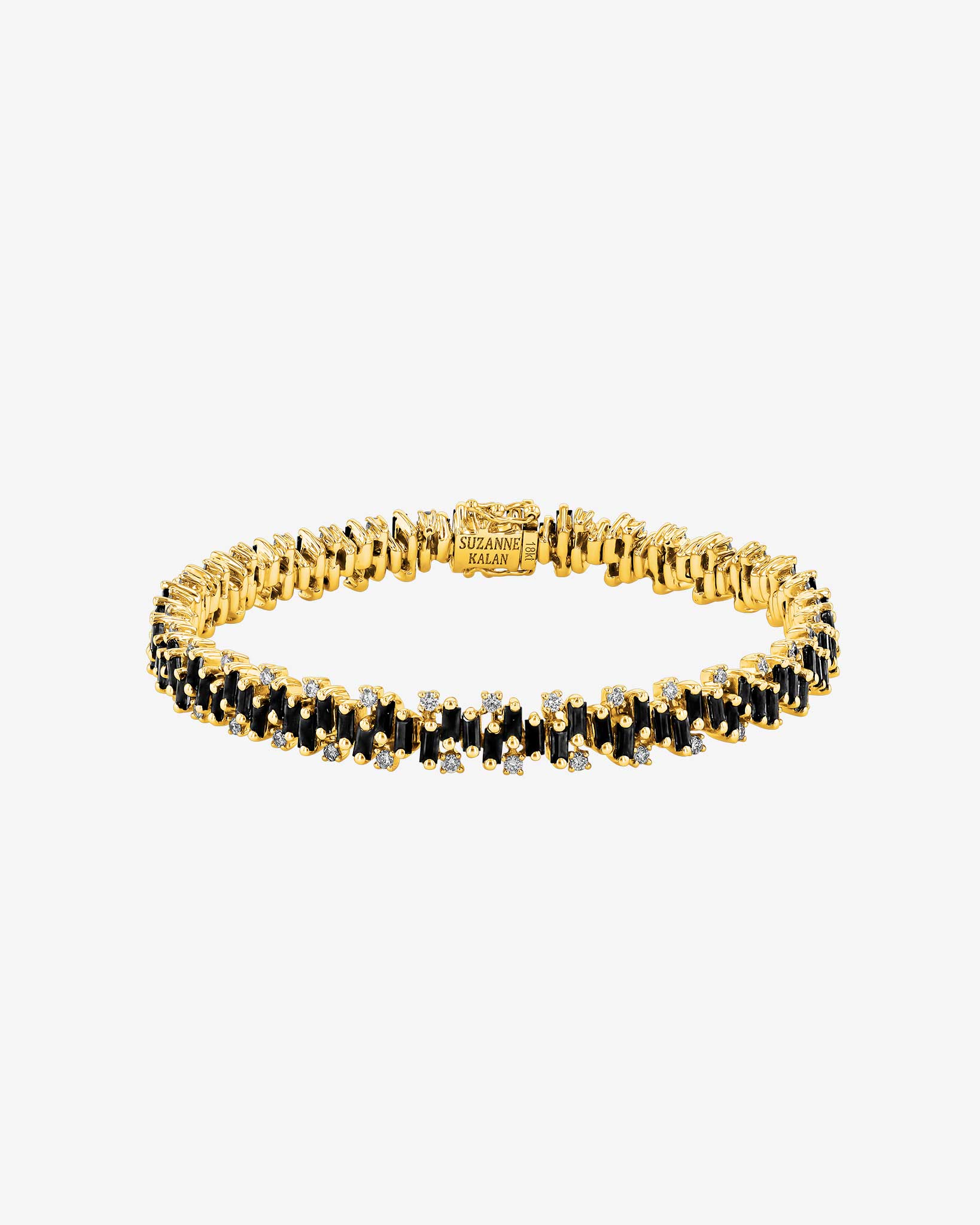 Suzanne Kalan Shimmer Black Sapphire Tennis Bracelet in 18k yellow gold