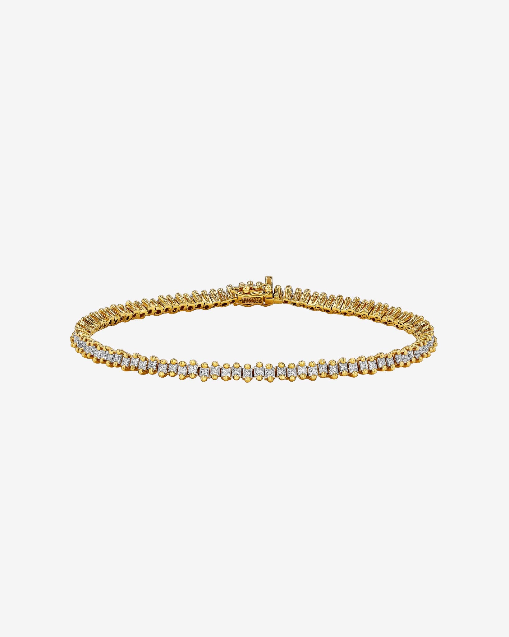 Suzanne Kalan Princess Mini Diamond Tennis Bracelet in 18k yellow gold