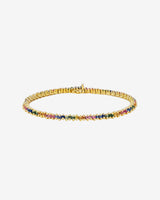 Suzanne Kalan Princess Mini Pastel Sapphire Tennis Bracelet in 18k yellow gold