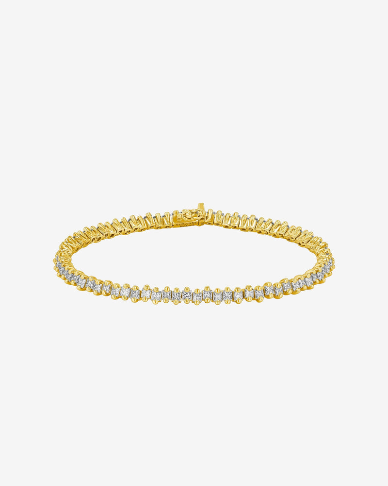 Suzanne Kalan Princess Midi Diamond Tennis Bracelet in 18k yellow gold