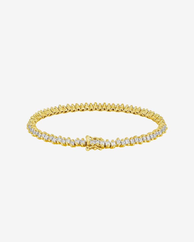 Suzanne Kalan Princess Midi Diamond Tennis Bracelet in 18k yellow gold