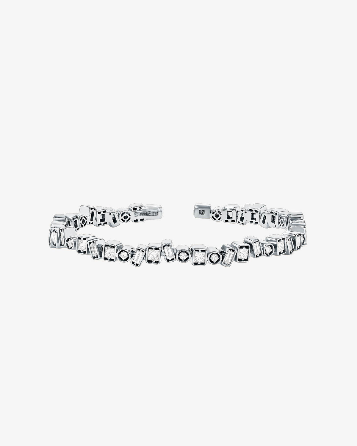 Suzanne Kalan Inlay Frenzy Diamond Bangle in 18k white gold