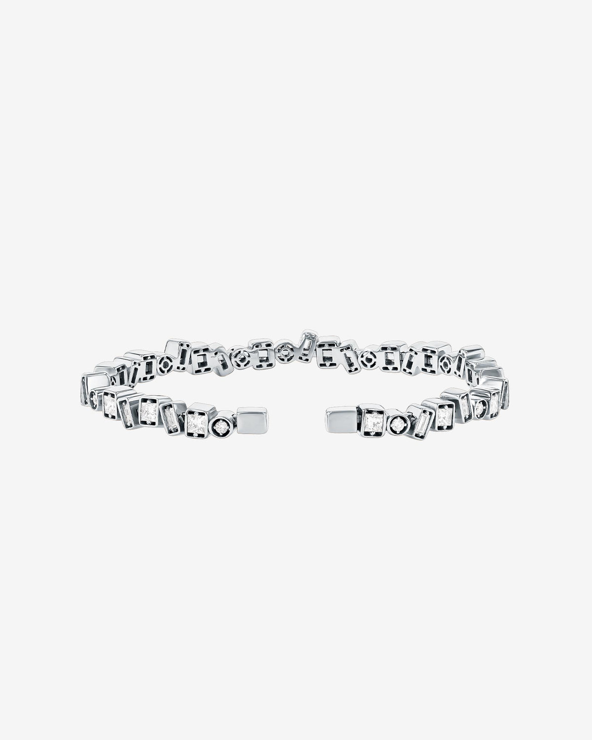 Suzanne Kalan Inlay Frenzy Diamond Bangle in 18k white gold