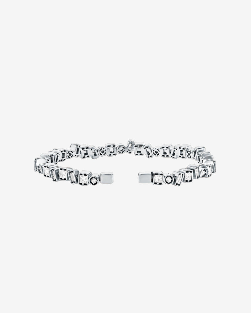 Suzanne Kalan Inlay Frenzy Diamond Bangle in 18k white gold