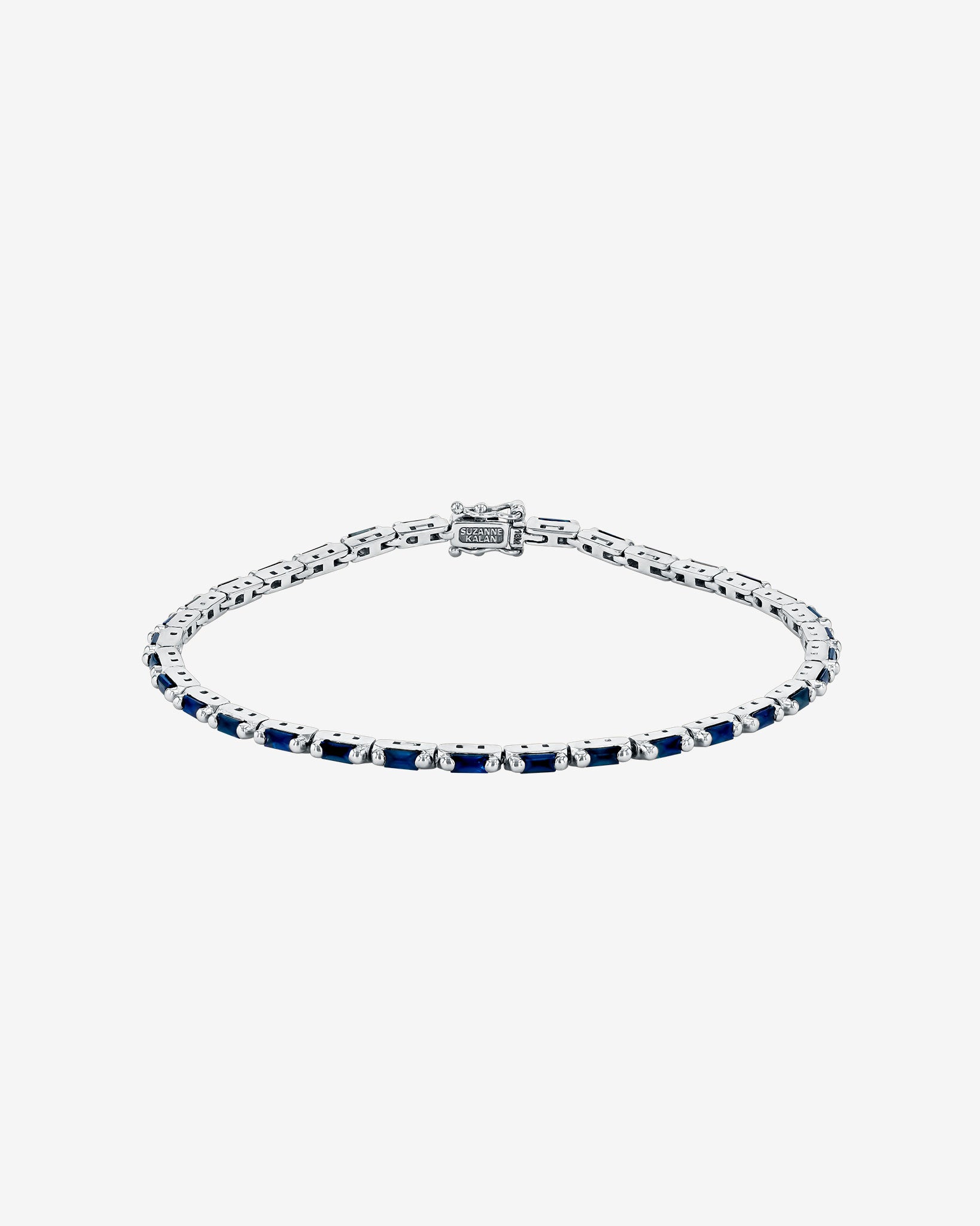 Suzanne Kalan Linear Dark Blue Sapphire Tennis Bracelet in 18k white gold