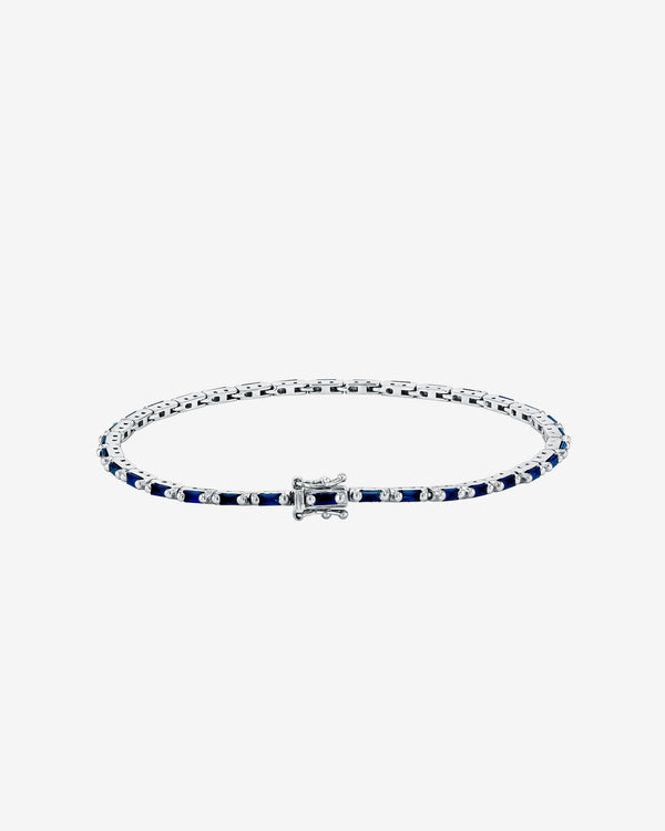 Suzanne Kalan Linear Dark Blue Sapphire Tennis Bracelet in 18k white gold