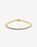 Suzanne Kalan Linear Dark Blue Sapphire Tennis Bracelet in 18k yellow gold