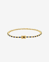 Suzanne Kalan Linear Dark Blue Sapphire Tennis Bracelet in 18k yellow gold