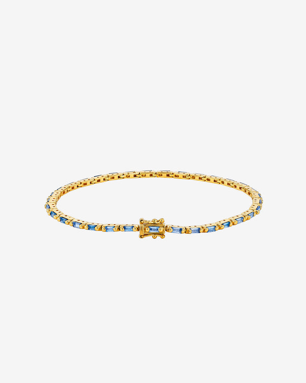 Suzanne Kalan Linear Light Blue Sapphire Tennis Bracelet in 18k yellow gold
