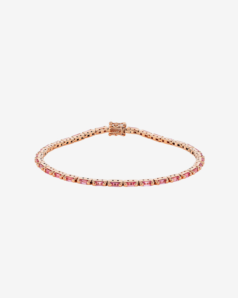 Suzanne Kalan Linear Pink Sapphire Tennis Bracelet in 18k rose gold