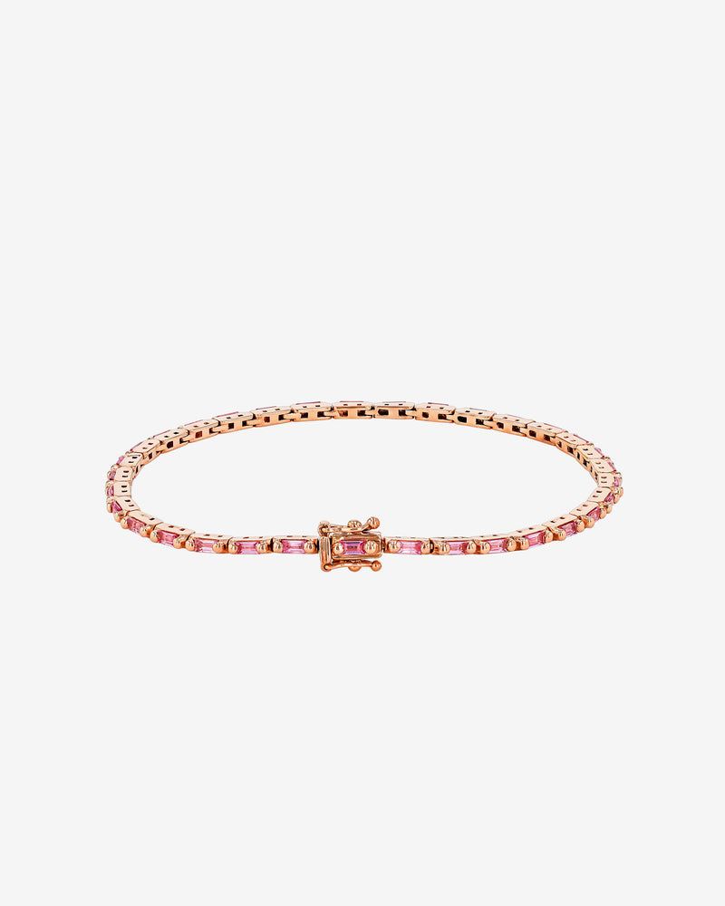 Suzanne Kalan Linear Pink Sapphire Tennis Bracelet in 18k rose gold