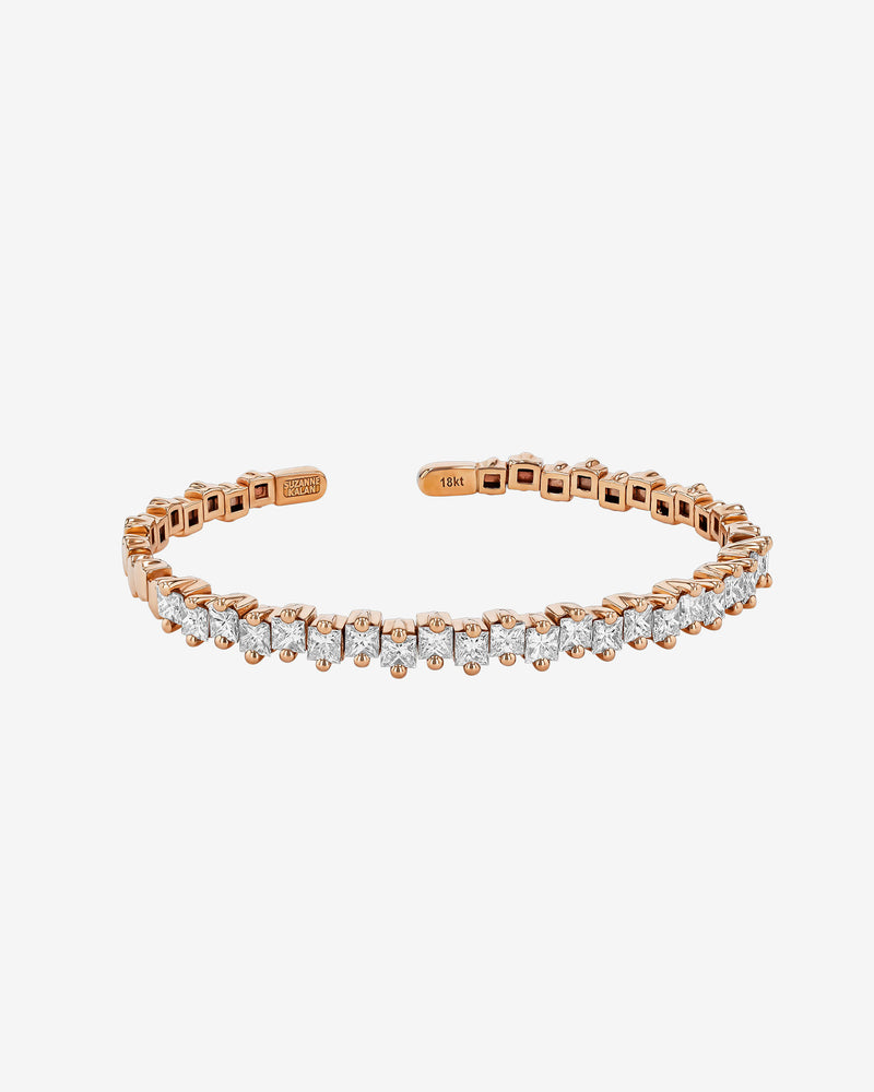 Suzanne Kalan Princess Staggered Diamond Bangle in 18k rose gold