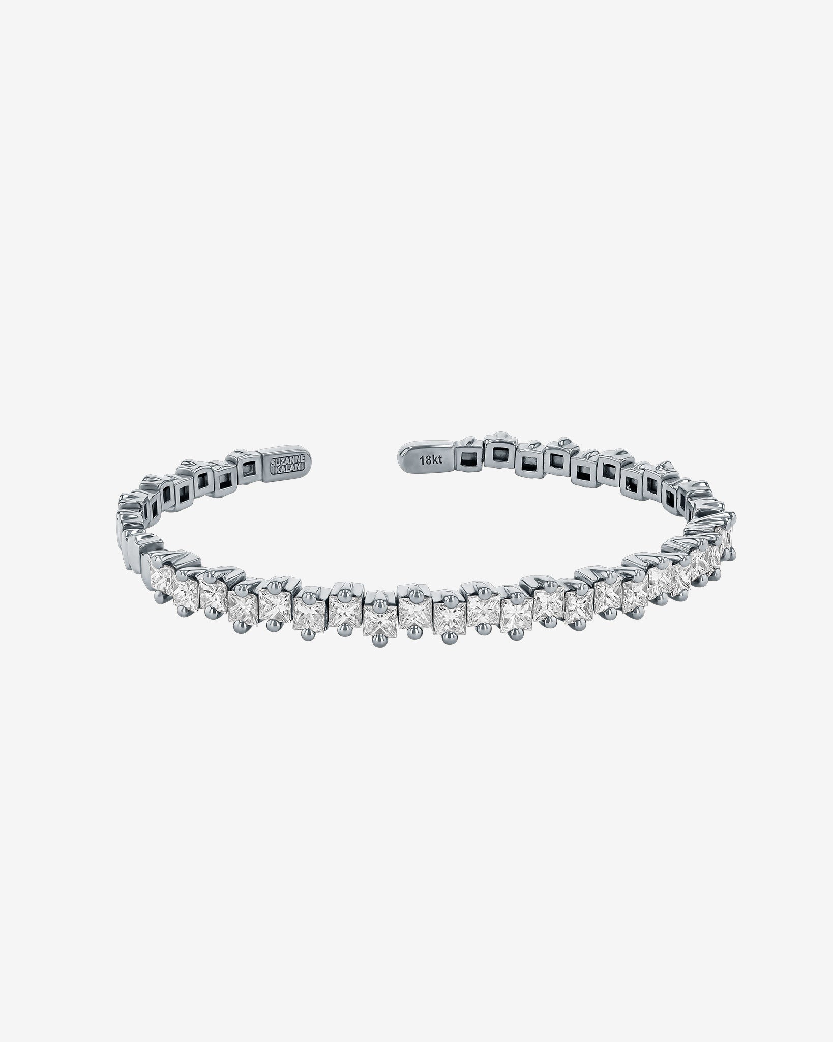 Suzanne Kalan Princess Staggered Diamond Bangle in 18k white gold