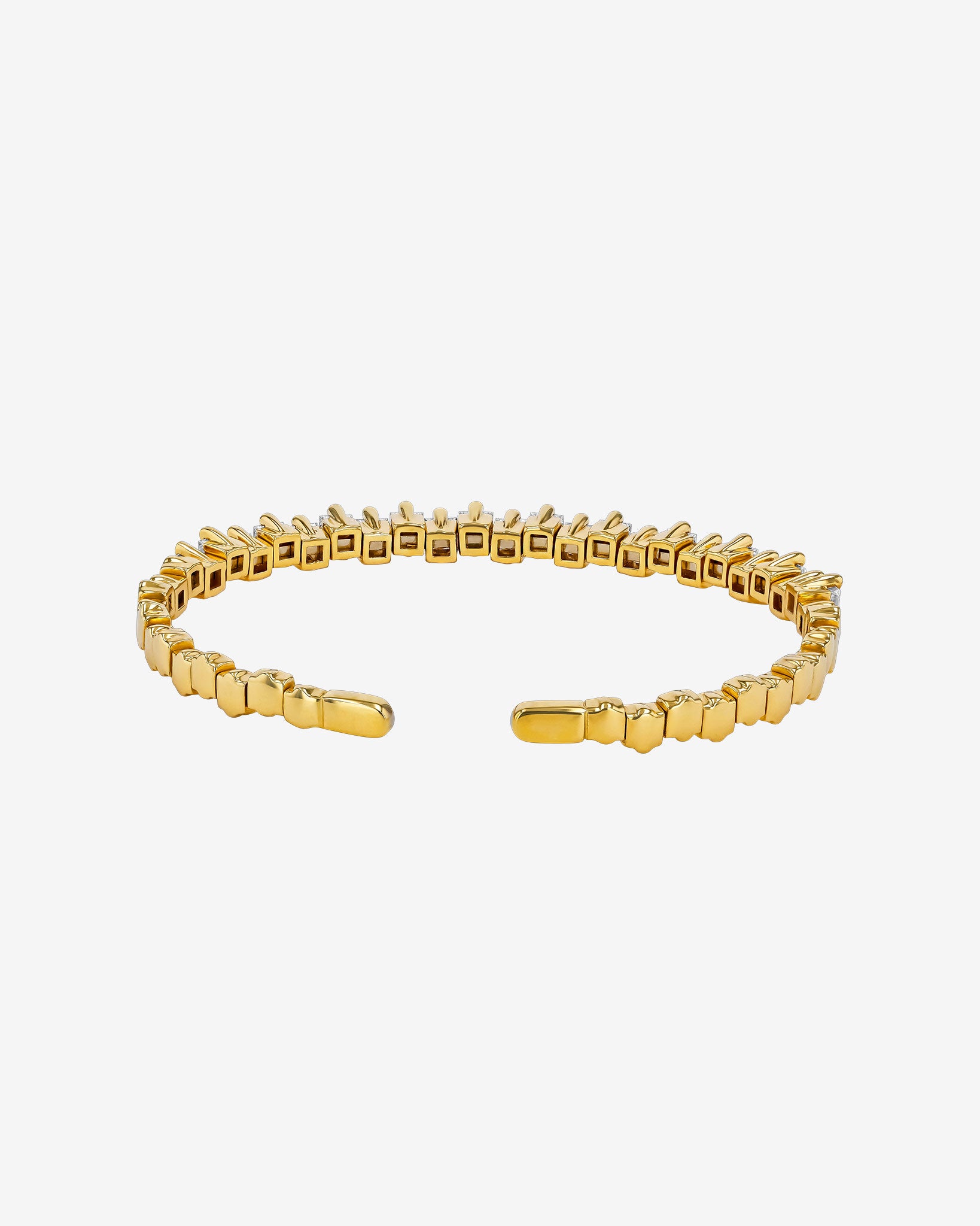 Suzanne Kalan Princess Staggered Diamond Bangle in 18k yellow gold