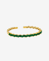 Suzanne Kalan Princess Staggered Emerald Bangle in 18k yellow gold