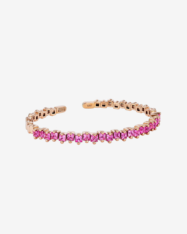 Suzanne Kalan Princess Staggered Pink Sapphire Bangle in 18k rose gold