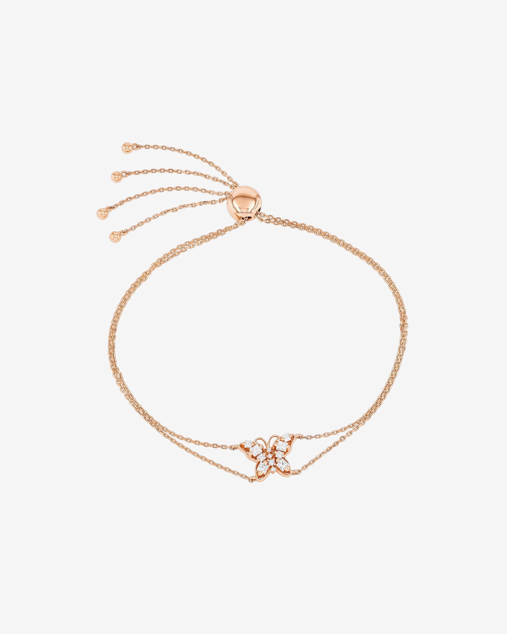 Suzanne Kalan Princess Diamond Mini Butterfly Pulley Bracelet in 18k rose gold