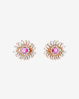 Suzanne Kalan Evil Eye Mini Pink Sapphire Studs in 18k rose gold
