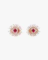 Suzanne Kalan Evil Eye Mini Ruby Studs in 18k rose gold