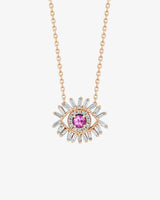 Suzanne Kalan Evil Eye Mini Pink Sapphire Pendant in 18k rose gold