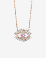 Suzanne Kalan Evil Eye Midi Pink Sapphire Half Pavé Pendant in 18k rose gold
