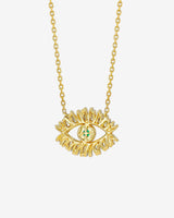 Suzanne Kalan Evil Eye Midi Emerald Half Pavé Pendant in 18k yellow gold