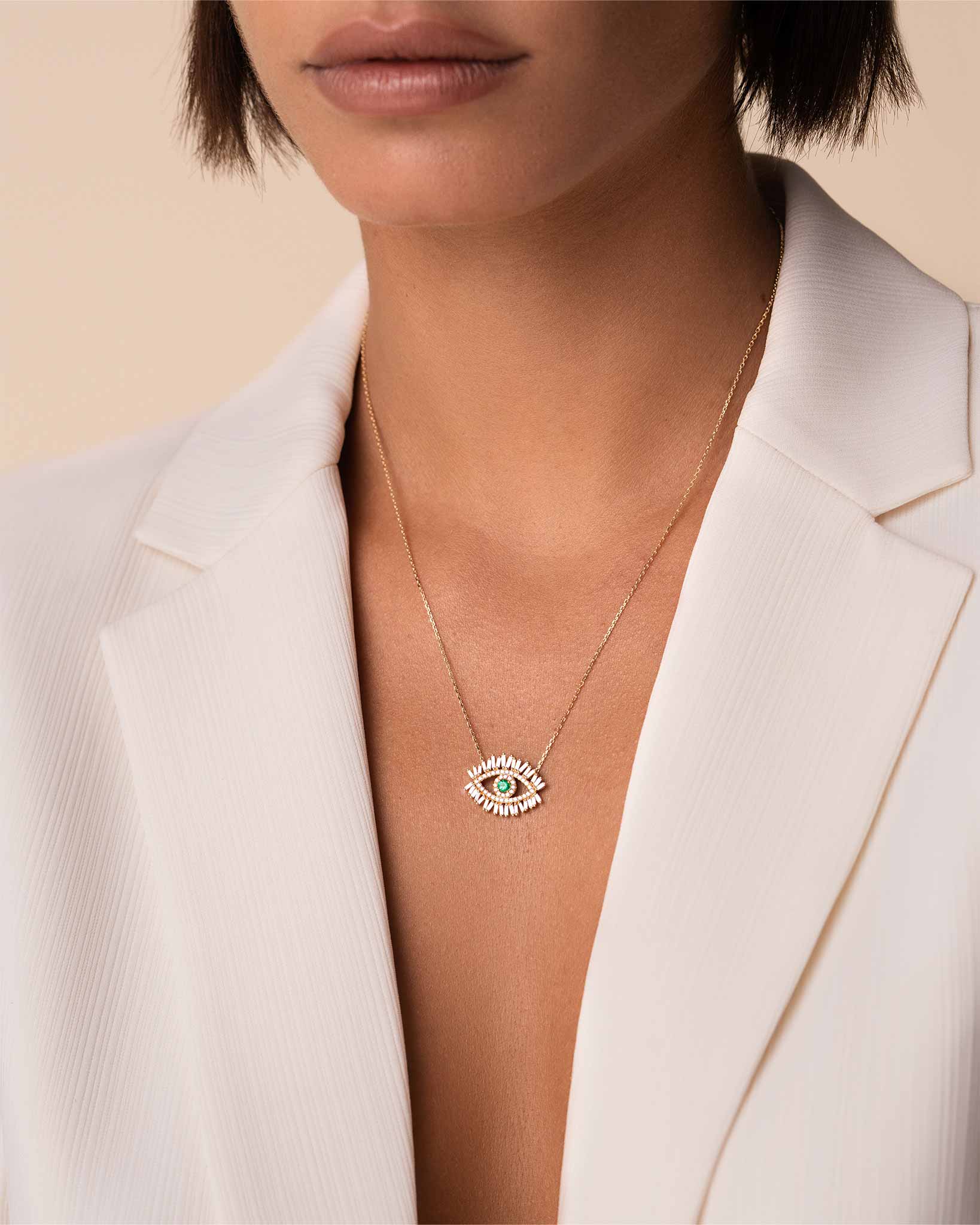 Evil Eye Midi Emerald Half Pave Pendant Suzanne Kalan