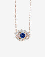 Suzanne Kalan Evil Eye Milli Dark Blue Sapphire Full Pavé Pendant in 18k rose gold