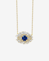 Suzanne Kalan Evil Eye Milli Dark Blue Sapphire Full Pavé Pendant in 18k yellow gold
