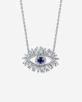 Suzanne Kalan Evil Eye Midi Dark Blue Sapphire Pendant in 18k white gold