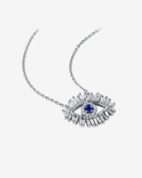 Suzanne Kalan Evil Eye Midi Dark Blue Sapphire Pendant in 18k white gold