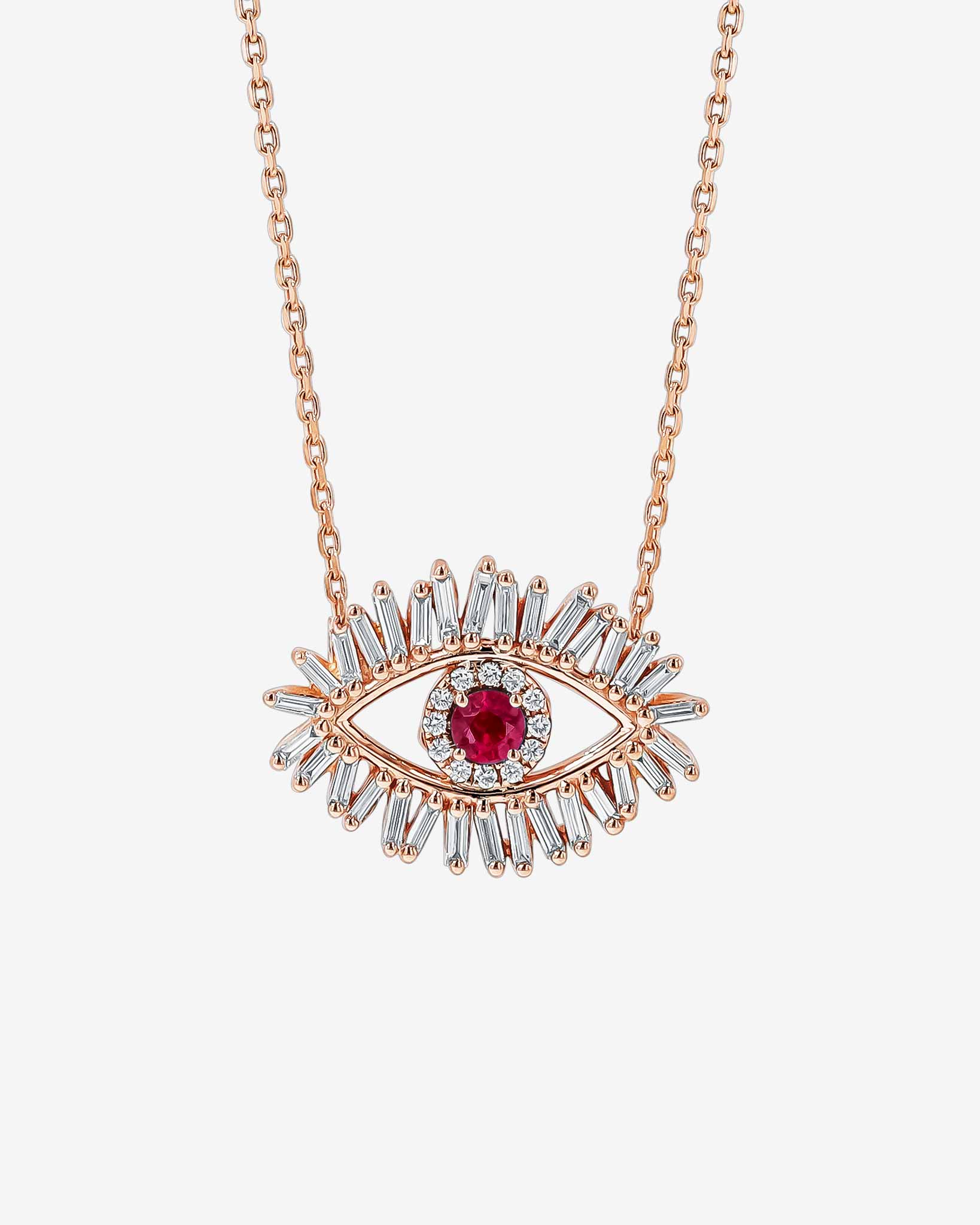Suzanne Kalan Evil Eye Midi Ruby Pendant in 18k rose gold