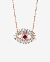Suzanne Kalan Evil Eye Midi Ruby Pendant in 18k rose gold
