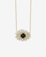 Suzanne Kalan Evil Eye Milli Black Sapphire Full Pavé Pendant in 18k yellow gold