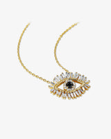 Suzanne Kalan Evil Eye Midi Black Sapphire Pendant in 18k yellow gold