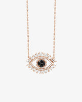 Suzanne Kalan Evil Eye Milli Black Sapphire Half Pavé Pendant in 18k rose gold