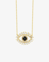 Suzanne Kalan Evil Eye Milli Black Sapphire Half Pavé Pendant in 18k yellow gold