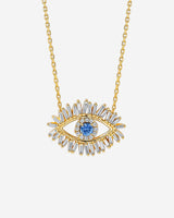 Suzanne Kalan Evil Eye Midi Light Blue Sapphire Pendant in 18k yellow gold
