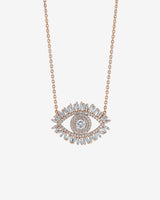 Suzanne Kalan Evil Eye Midi Diamond Half Pavé Pendant in 18k rose gold
