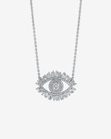 Suzanne Kalan Evil Eye Midi Diamond Half Pavé Pendant in 18k white gold