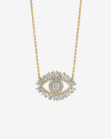 Suzanne Kalan Evil Eye Midi Diamond Half Pavé Pendant in 18k yellow gold