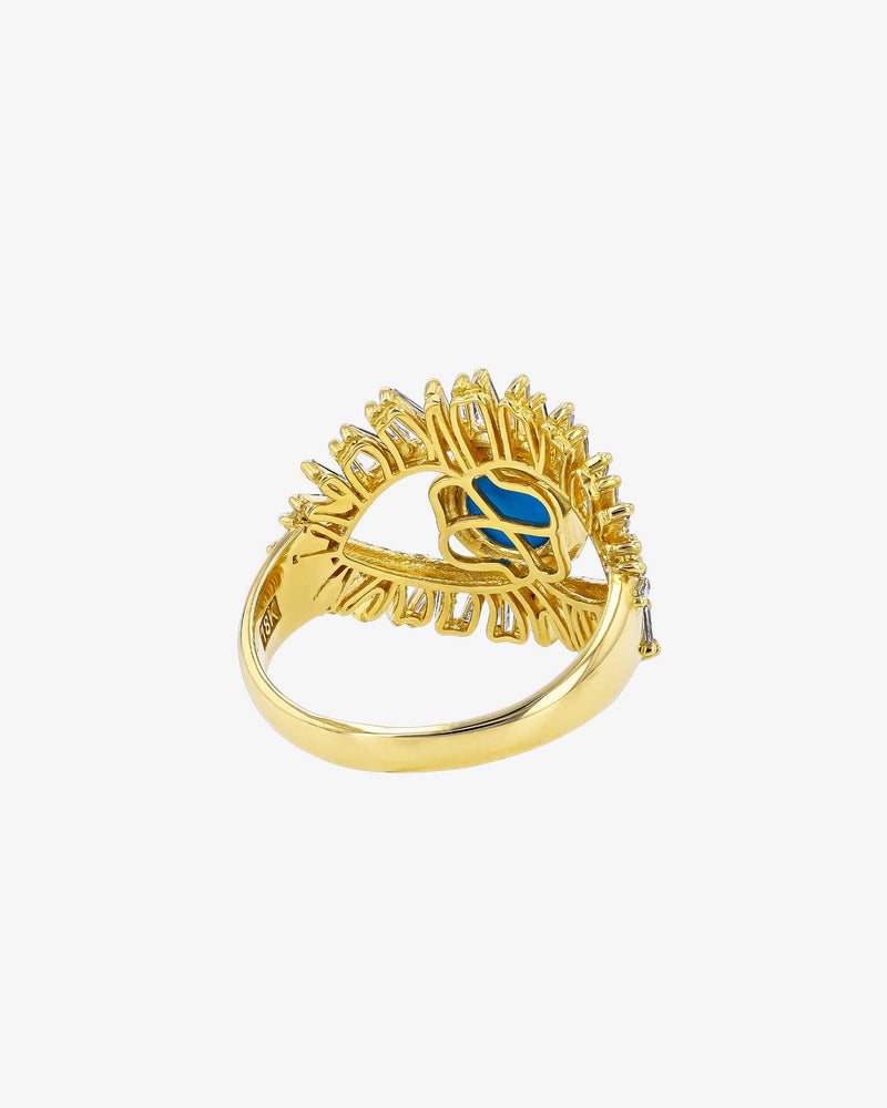 Suzanne Kalan Evil Eye Milli Turquioise Half Pavé Ring in 18k yellow gold