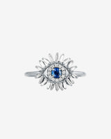 Suzanne Kalan Evil Eye Mini Dark Blue Sapphire Ring in 18k white gold