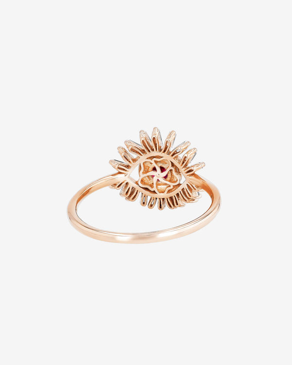 Suzanne Kalan Evil Eye Mini Ruby Ring in 18k rose gold