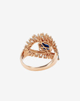 Suzanne Kalan Evil Eye Milli Dark Blue Sapphire Half Pavé Ring in 18k rose gold