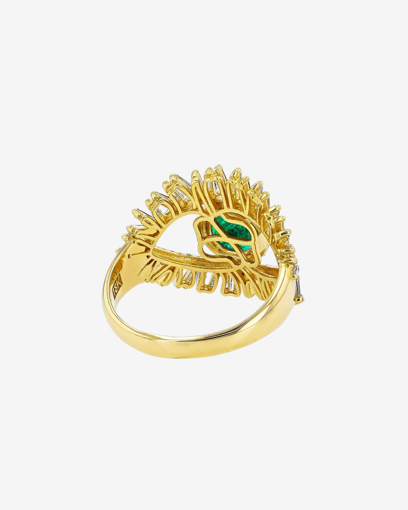 Suzanne Kalan Evil Eye Milli Emerald Half Pavé Ring in 18k yellow gold