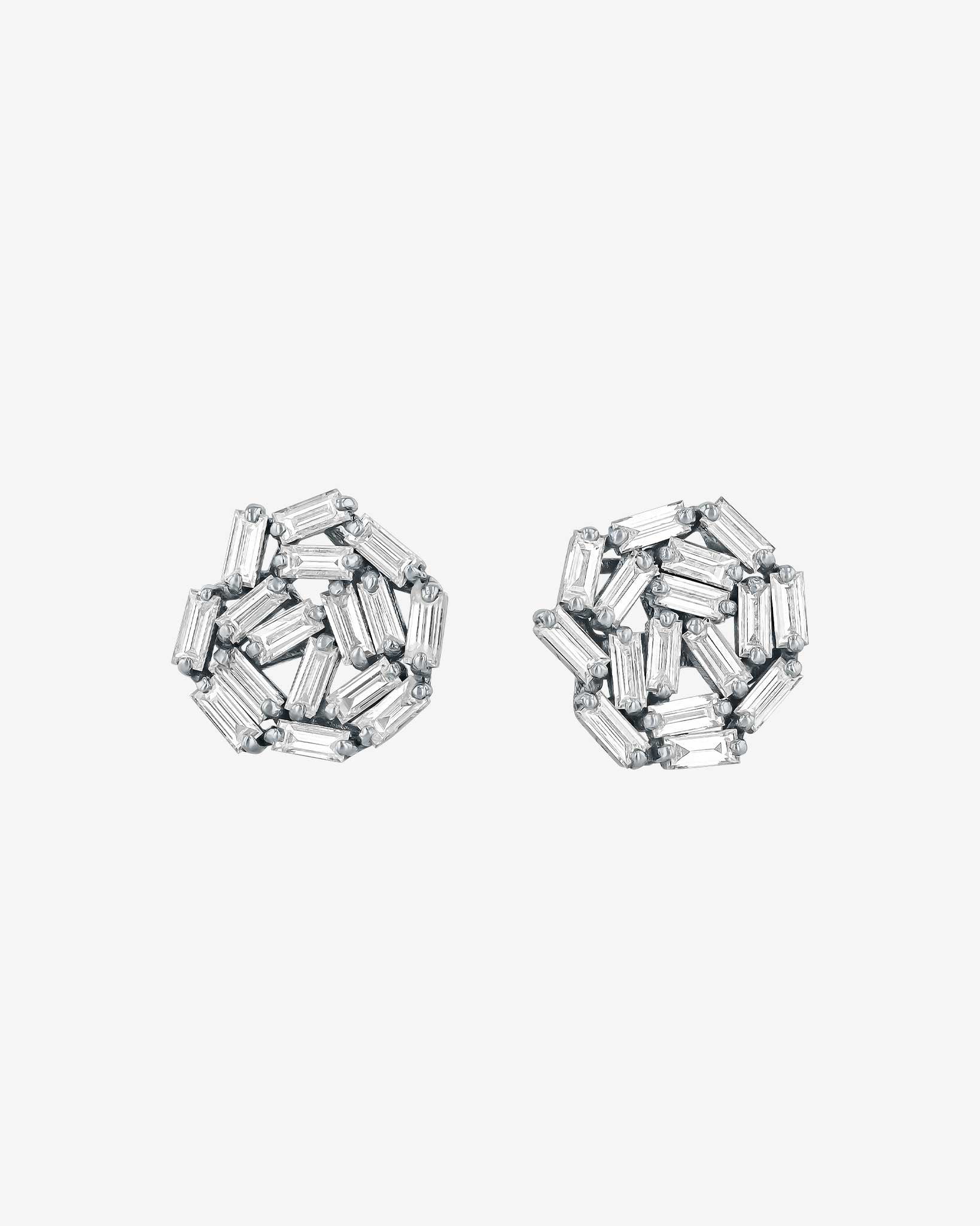 Suzanne Kalan Classic Diamond Round Baguette Studs in 18k white gold