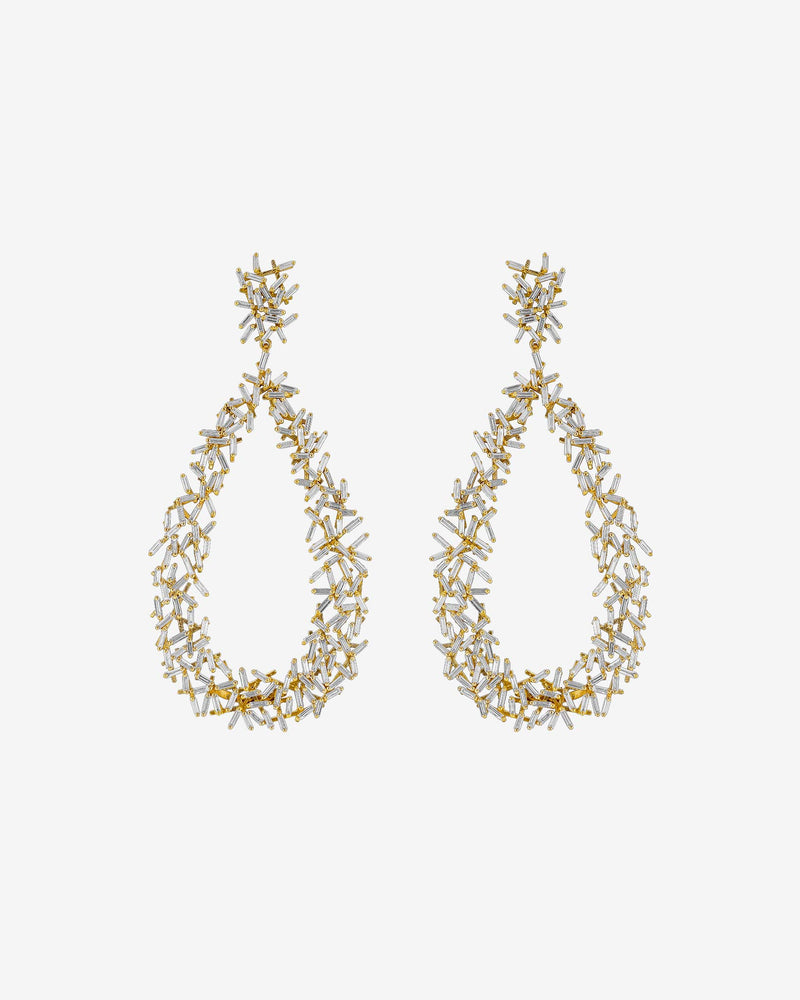Suzanne Kalan Classic Diamond Criss Cross Drop Earrings in 18k yellow gold