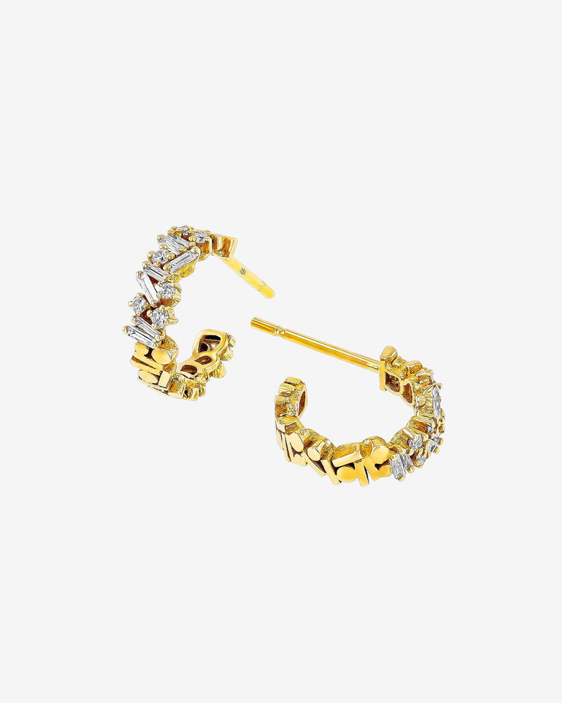 Suzanne Kalan Classic Diamond Icon Mini Hoops in 18k yellow gold